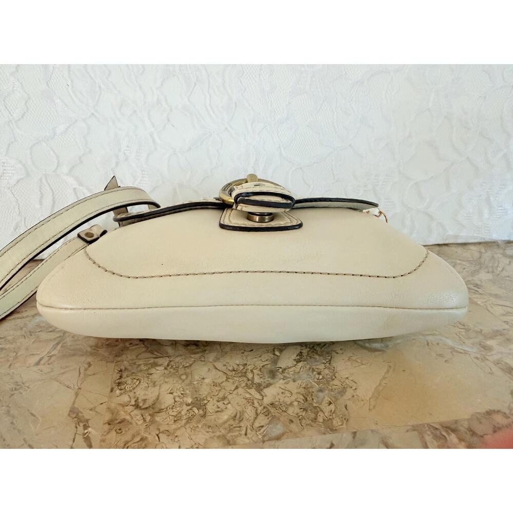 Coach Poppy cream Leather Whipstitch Shoulder Bag wristlet - Picture 8 of 15